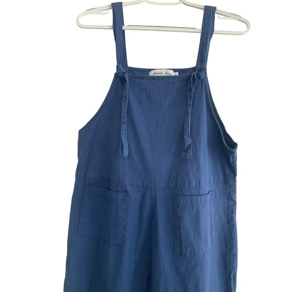 Mommy Jennie Blue Tie Straps Overalls Front/Back Pockets Maternity Small - Picture 2 of 6